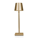 Lampe de table dorée moderne avec abat-jour conique, design élégant, idéale pour décoration intérieure, éclairage d'ambiance chic et contemporain.