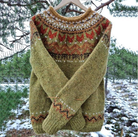 Pull-over vintage en tricot pour hommes - Col rond classique