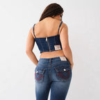 Jean brodé taille haute vintage