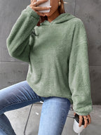 Sweat à capuche femme - Pull polaire - Modèle court - Coupe décontractée - Manches longues
