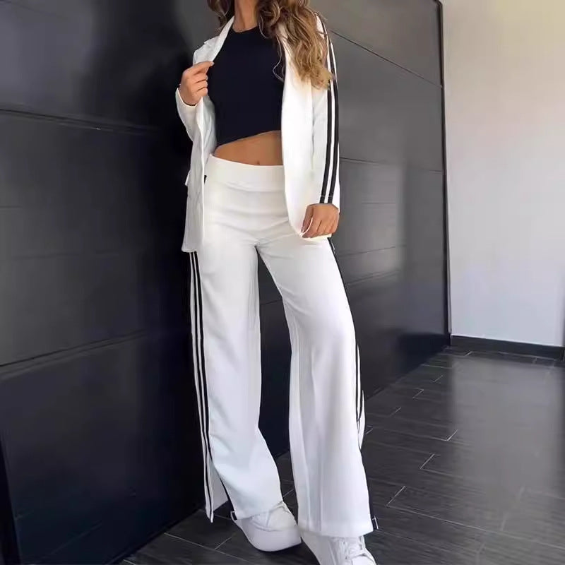 Ensemble automnal à col revers et pantalon large