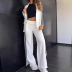 Ensemble automnal à col revers et pantalon large
