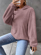 Sweat à capuche femme - Pull polaire - Modèle court - Coupe décontractée - Manches longues