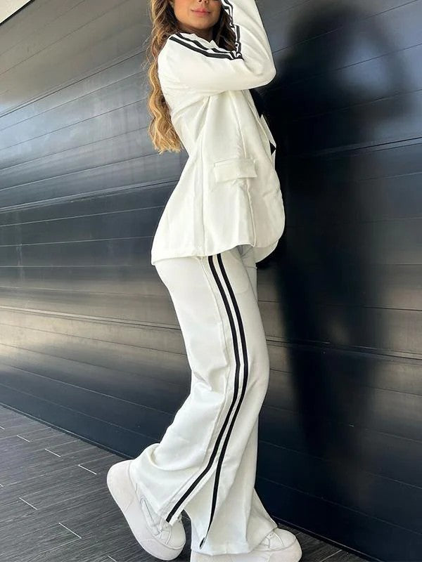 Ensemble automnal à col revers et pantalon large
