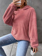 Sweat à capuche femme - Pull polaire - Modèle court - Coupe décontractée - Manches longues