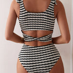Maillot de bain tube 2 pièces à rayures