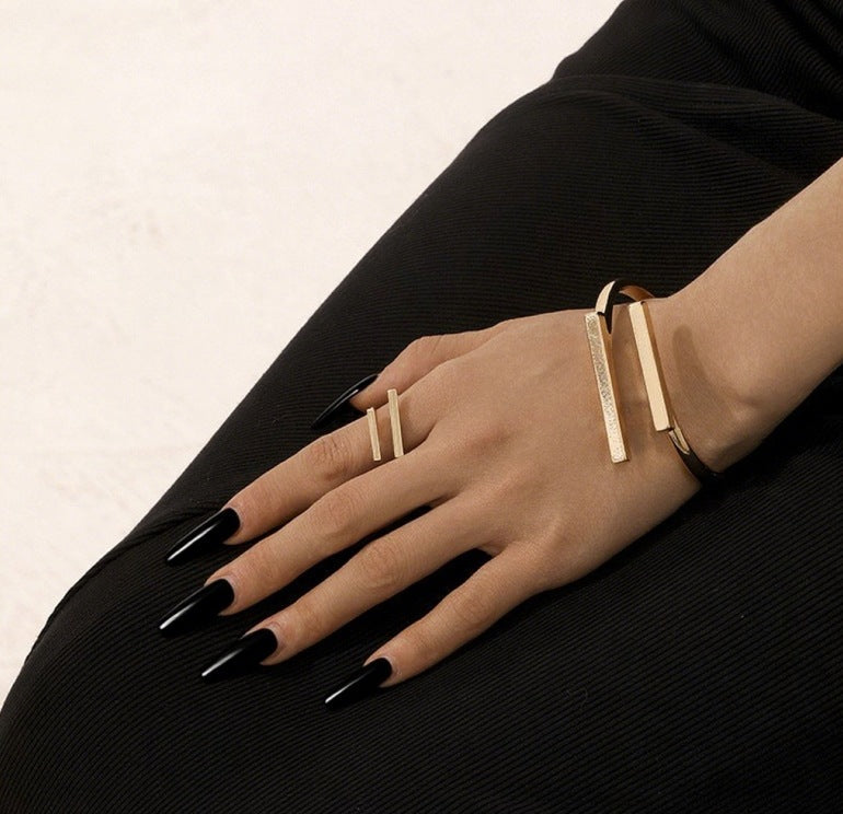 Ensemble bijoux bracelet et bague réglables en métal - Chic&Shines