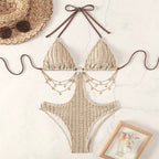 Maillot de bain une pièce licou dos nu à chaine