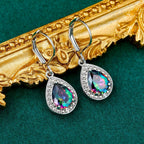 Boucles d'oreilles en pierre goutte d'eau colorée