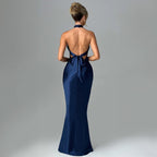 Robe longue licou sans manches dos nu