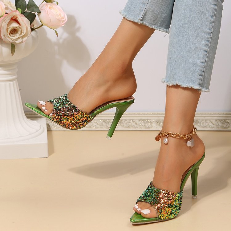Sandales à talons hauts à paillettes