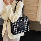 Sac fourre-tout à carreaux de grande capacité et tendance