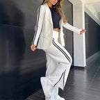 Ensemble automnal à col revers et pantalon large