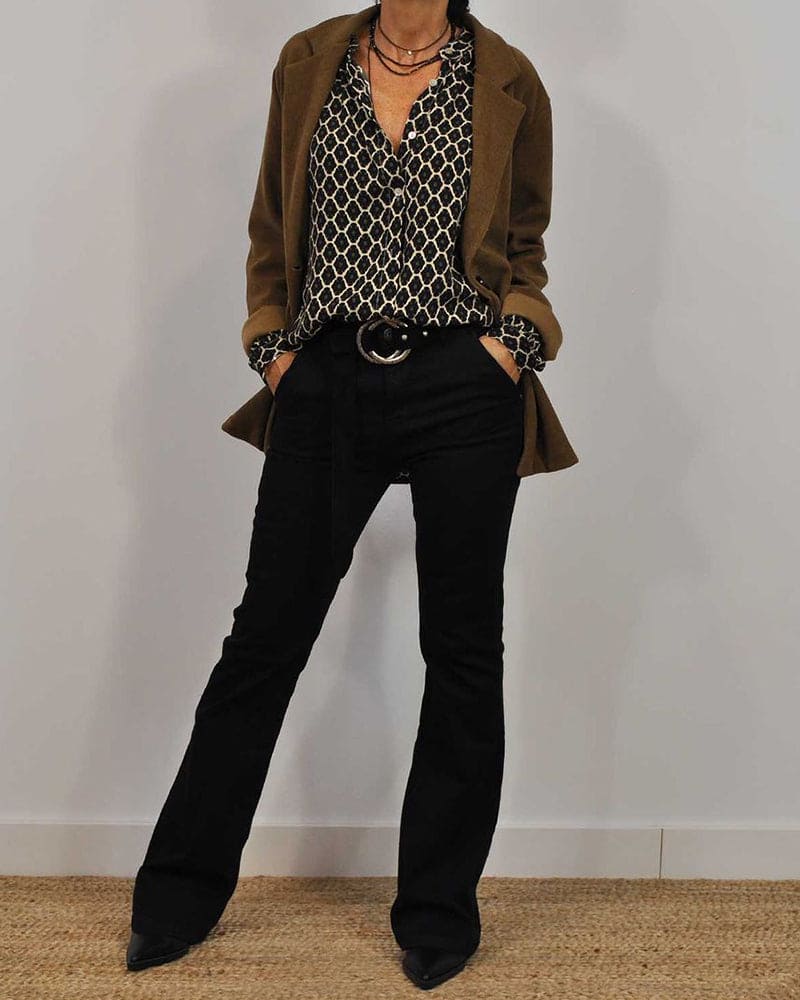 Omara - Blouse femme à col en V pour l'automne