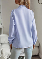 Elegant Women's Long-Sleeved Blouse with High Collar - Autumn Collection