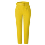 Pantalon Décontractée Taille Haute Couleur Unie
