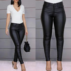 Pantalon moulant couleur unie simili cuir