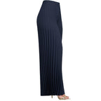 Pantalon jambe large à pli de couleur unie