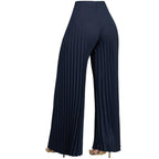 Pantalon jambe large à pli de couleur unie