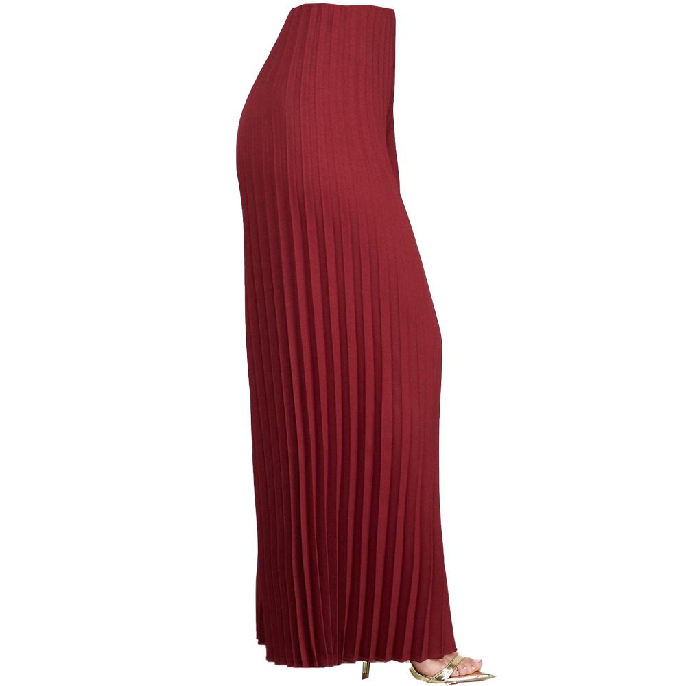 Pantalon jambe large à pli de couleur unie