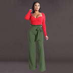 Pantalon décontracté à ceinture à glissière et à lisière