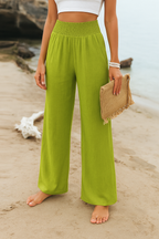 Pantalon large été femme tissu léger taille élastique coupe fluide
