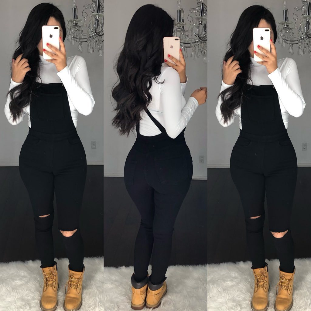 Salopette jeans moulant bretelle réglable déchiré