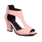 Chaussure à talon haut rose pour femme, design moderne avec découpe élégante, idéale pour mode féminine et occasions spéciales.