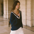 Pull manches longues col V