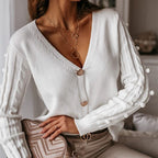 V-neck knit sweater shirt