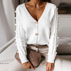Pull à col en V cardigan en tricot