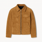 Brown suede jacket with zipper