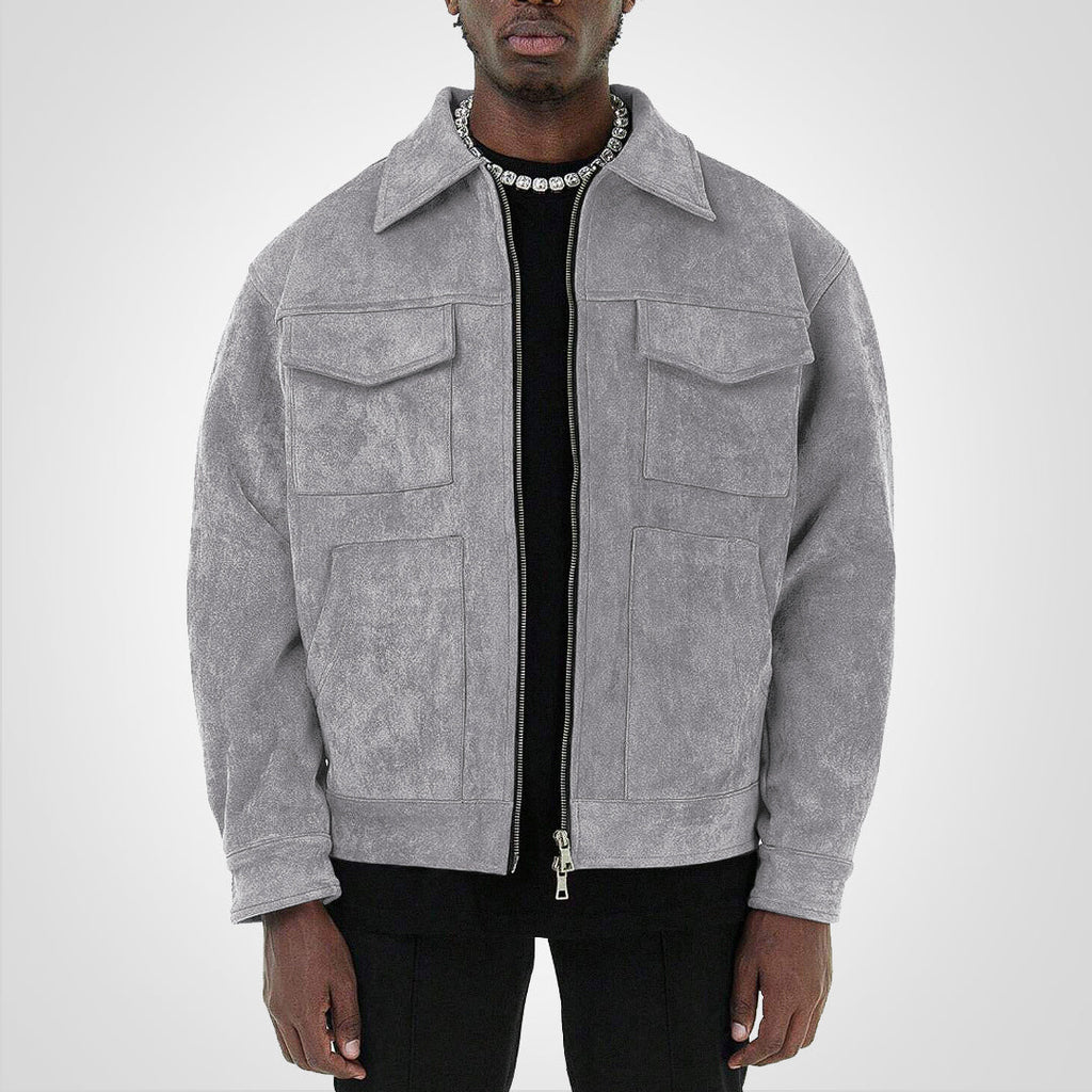 RetroStreet | Veste courte en daim avec fermeture éclair - Édition Automne