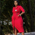 Robe Manches Longues Couleur Unie Revers