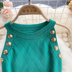 Robe courte moulante col rond sans manches à bouton latéral