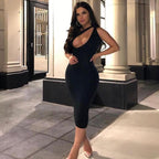 Robe Sexy Couleur UnIe Oblique Épaule Découpée