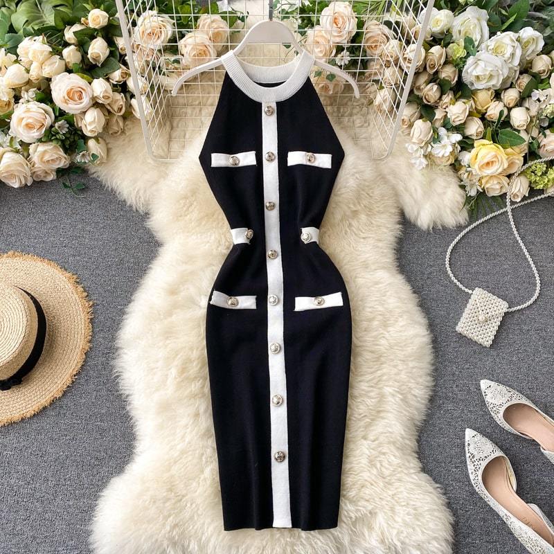 Robe Style Chic Bouton Décoré