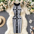 Robe Style Chic Bouton Décoré