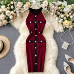Robe Style Chic Bouton Décoré