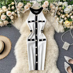 Robe Style Chic Bouton Décoré