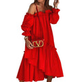 Robe à épaules dénudées Couleur Unie