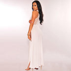 Robe longue décolletée échancrer double fente latérale de plage