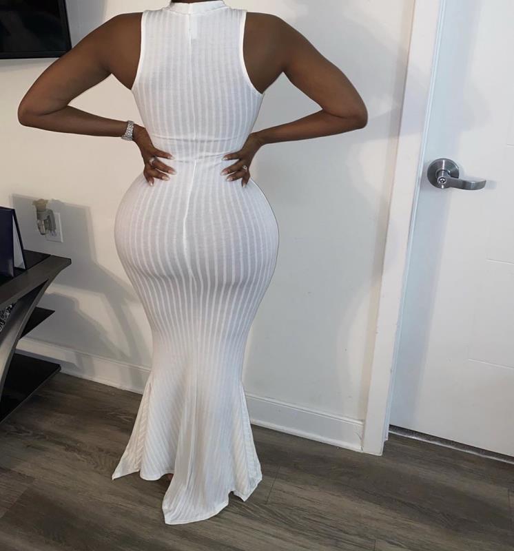 Sleeveless round neck bodycon mermaid maxi dress