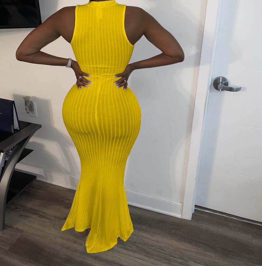 Sleeveless round neck bodycon mermaid maxi dress