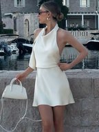 White satin backless dress
