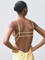 Robe jaune longue satin