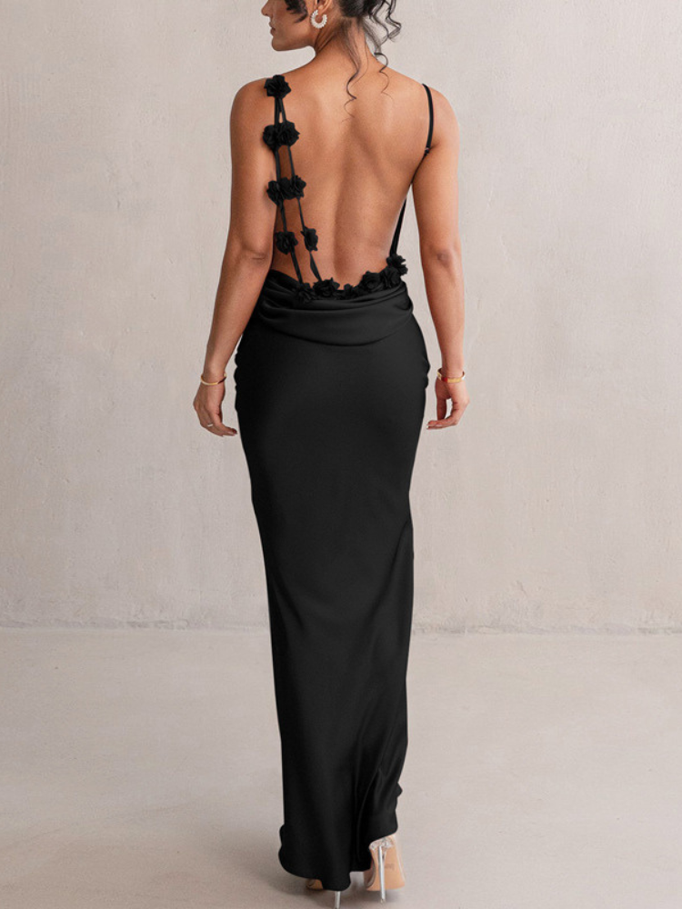 Robe longue satin rouge demoiselle d'honneur