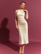 Robe satin beige