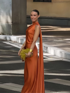 Robe satin jaune