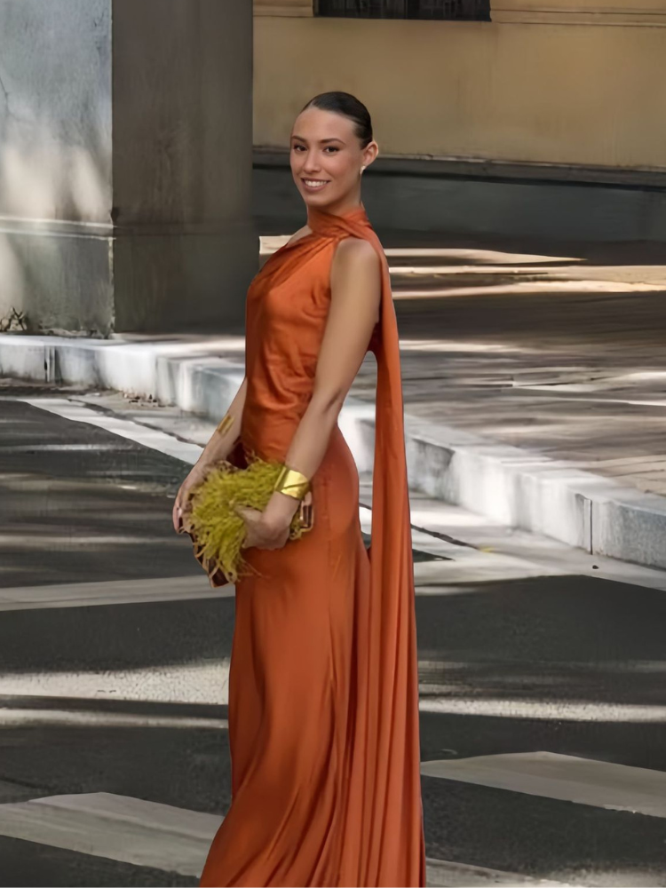 Robe satin jaune